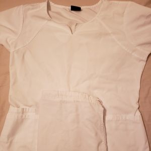 White scrub shirt and pants